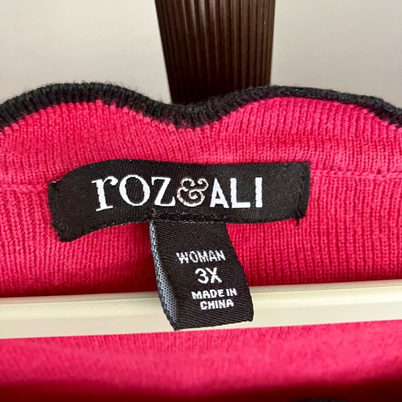 ROZ&ALI Women’s lightweight sweater, Plus Size 3X, like new, fuchsia pink/black - Picture 4 of 15